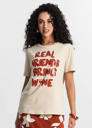 Rovitex - T-Shirt Feminina Estampada Bege - ROVITEX