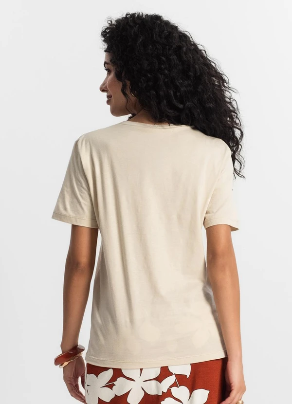 Rovitex - T-Shirt Feminina Estampada Bege 2