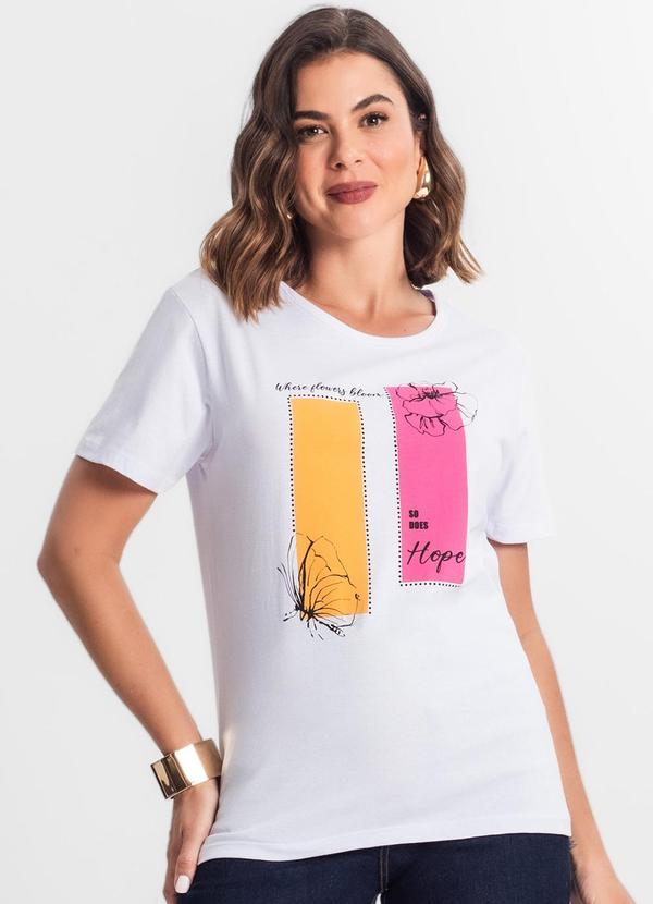 Select - T-Shirt Feminina Estampada Branco