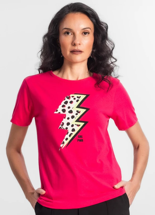 Select - T-Shirt Feminina Estampada Rosa