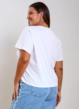Marialícia - T-Shirt Feminina Floral Regular Branco - MARIALÍCIA