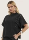 Endless - T- Shirt Feminina Gola Alta em Malhão Preto - variação: Preto