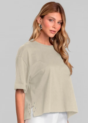 Dianna - T- Shirt Feminina Manga Curta Box Bege - DIANNA