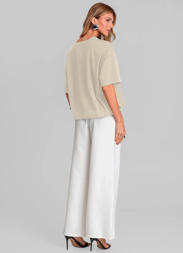 Dianna - T- Shirt Feminina Manga Curta Box Bege 4