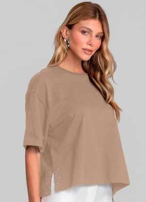 Dianna - T- Shirt Feminina Manga Curta Box Marrom - DIANNA