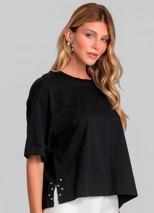 Dianna - T- Shirt Feminina Manga Curta Box Preto - DIANNA