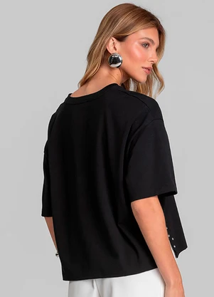 Dianna - T- Shirt Feminina Manga Curta Box Preto - DIANNA
