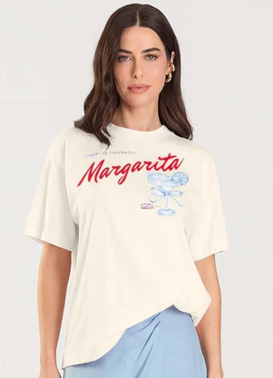 Dianna - T-Shirt Feminina Manga Curta Oversized Bege - DIANNA