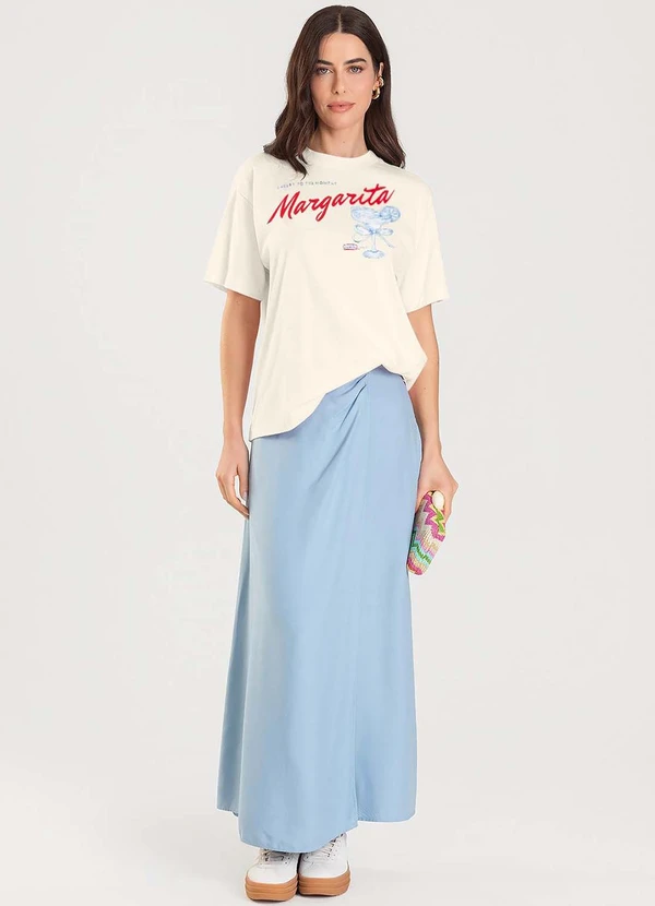Dianna - T-Shirt Feminina Manga Curta Oversized Bege 3