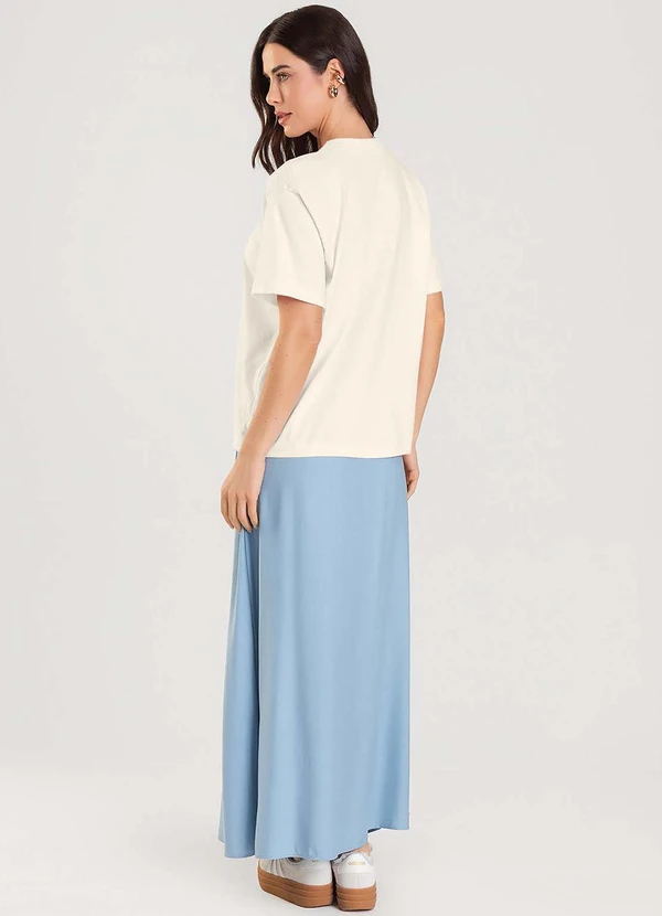 Dianna - T-Shirt Feminina Manga Curta Oversized Bege 4