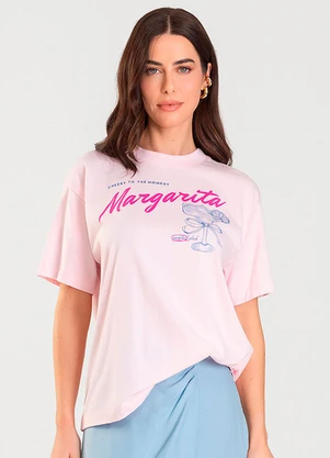 Dianna - T-Shirt Feminina Manga Curta Oversized Rosa - DIANNA
