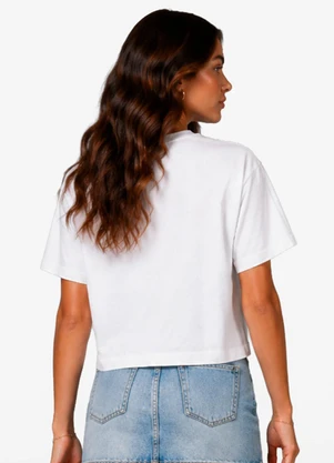 Minty - T-Shirt Feminina Meia Malha com Aplique Branco - MINTY