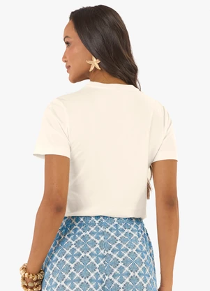 Rovitex - T-Shirt Feminina Meia Malha com Estampa Bege - ROVITEX