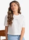 Minty - T-Shirt Feminina Meia Malha com Estampa Preto - variação: Bege