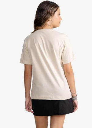 Minty - T-Shirt Feminina Meia Malha com Estampa Bege - MINTY