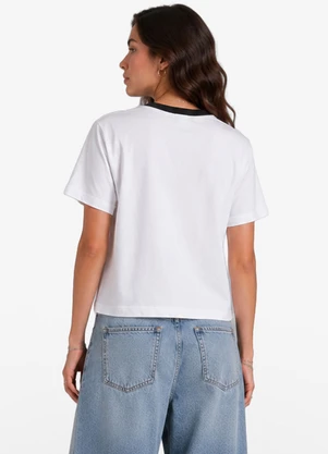 Minty - T-Shirt Feminina Meia Malha com Estampa Branco - MINTY