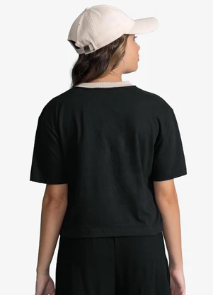 Minty - T-Shirt Feminina Meia Malha com Estampa Preto - MINTY
