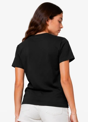 Minty - T-Shirt Feminina Meia Malha com Estampa Preto - MINTY
