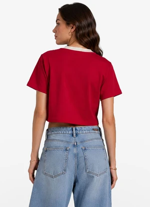 Minty - T-Shirt Feminina Meia Malha com Estampa Vermelho - MINTY