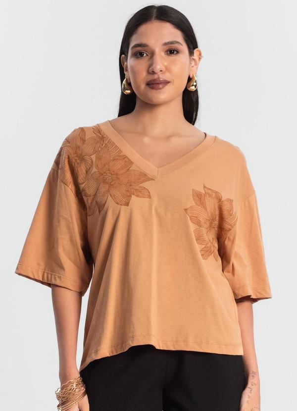 Rovitex - T- Shirt Feminina Meia Malha Marrom