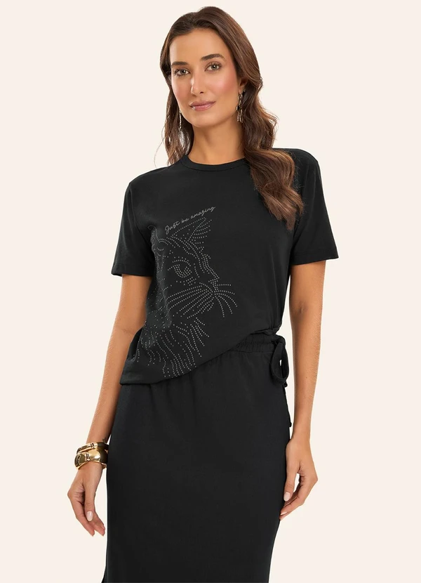 Rovitex - T- Shirt Feminina Meia Malha Preto 2