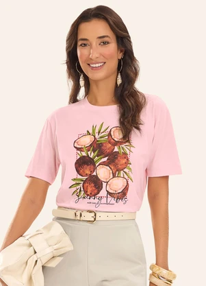 Rovitex - T- Shirt Feminina Meia Malha Rosa - ROVITEX