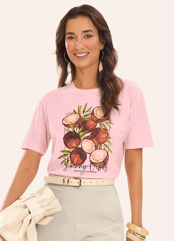 Rovitex - T- Shirt Feminina Meia Malha Rosa