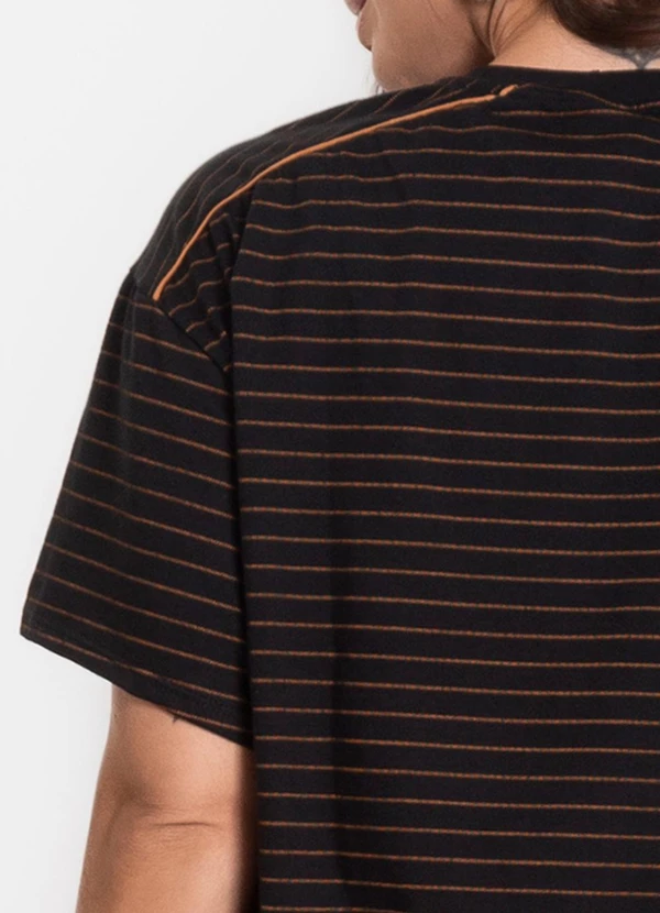 Infinita Cor - T-Shirt Feminina Listras Preto 5