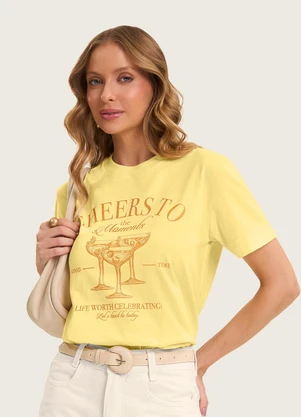 Rovitex - T- Shirt Feminino em Meia Malha Amarelo - ROVITEX