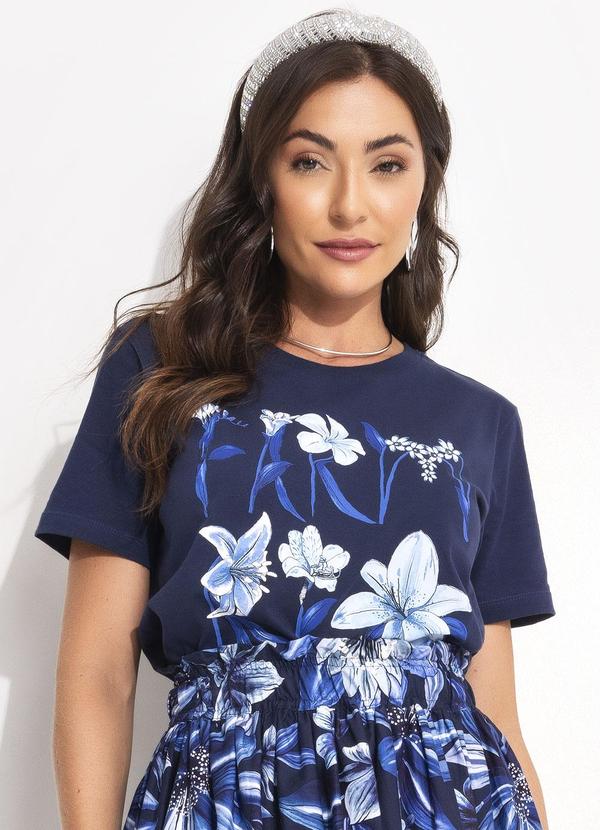 Farm - T-Shirt Fit Farm Rio Flores Azul