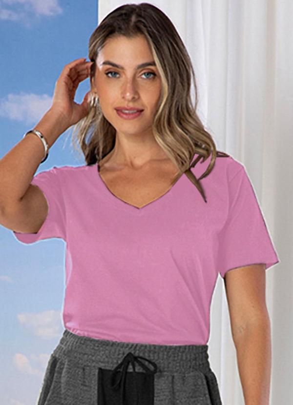 Use Modo - T Shirt Gola V Rosa