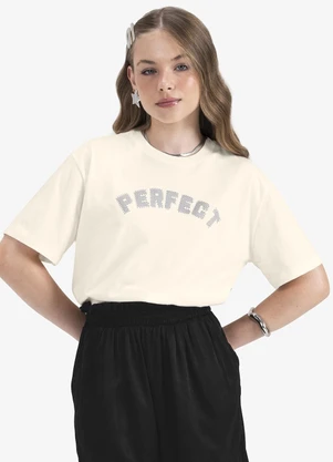 Minty - T- Shirt Juvenil em Meia Malha Bege - MINTY