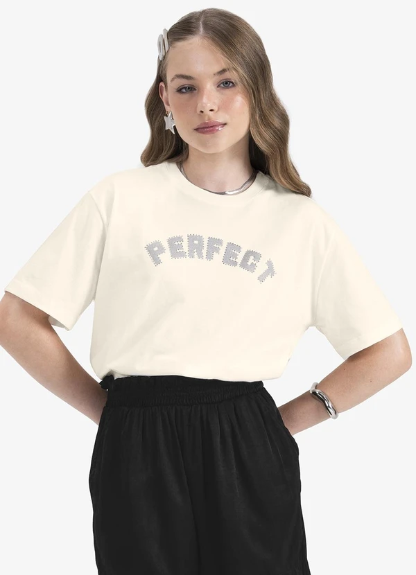 Minty - T- Shirt Juvenil em Meia Malha Bege