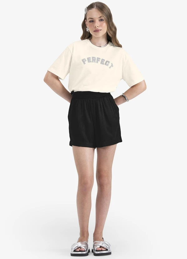 Minty - T- Shirt Juvenil em Meia Malha Bege 2