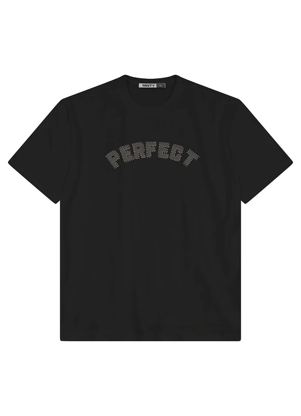 Minty - T- Shirt Juvenil em Meia Malha Preto