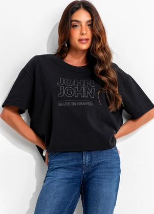 John John - T-Shirt Line Bright Jj Preto - JOHN JOHN