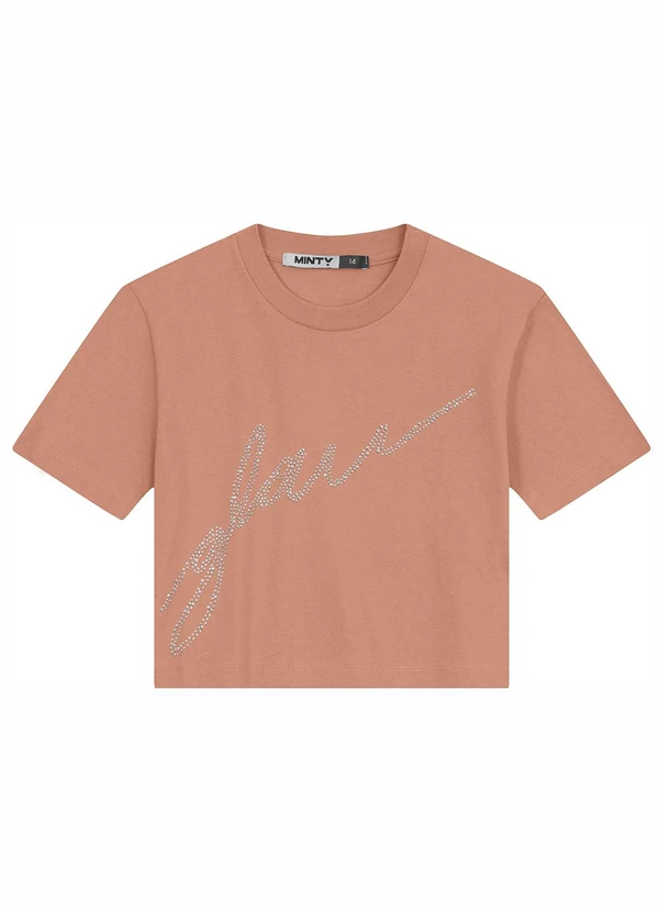 Minty - T- Shirt Manga Curta em Meia Malha Marrom 2