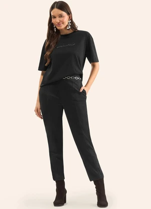 Rovitex - T-Shirt Manga Curta Estilosa Preto - ROVITEX