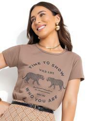 T-Shirt Marrom em Malha de Algodo