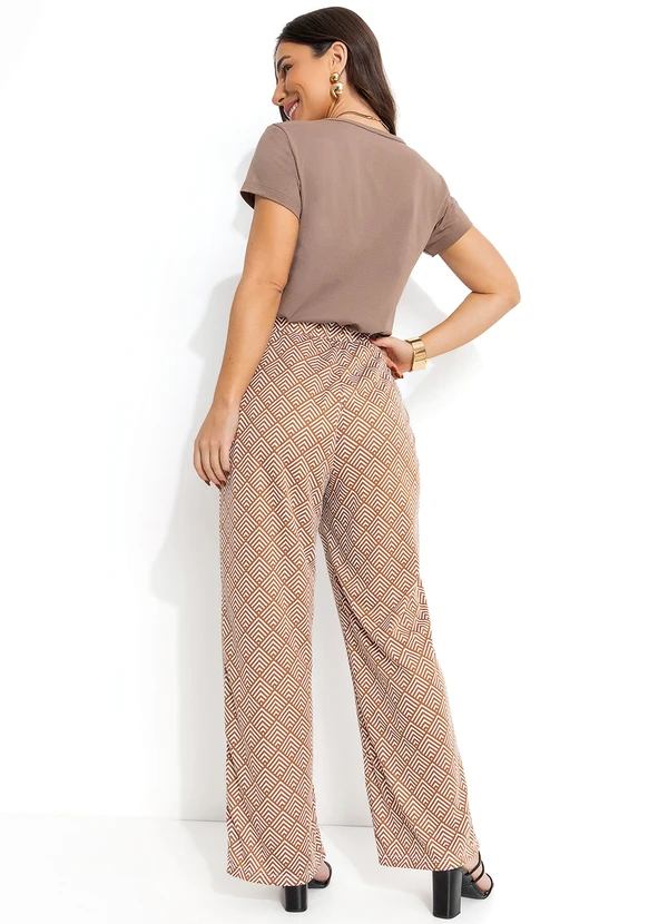 Moda Pop - T-Shirt Marrom em Malha de Algodão 5