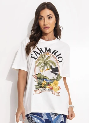 Farm - T-Shirt Media Latino America Off White - FARM