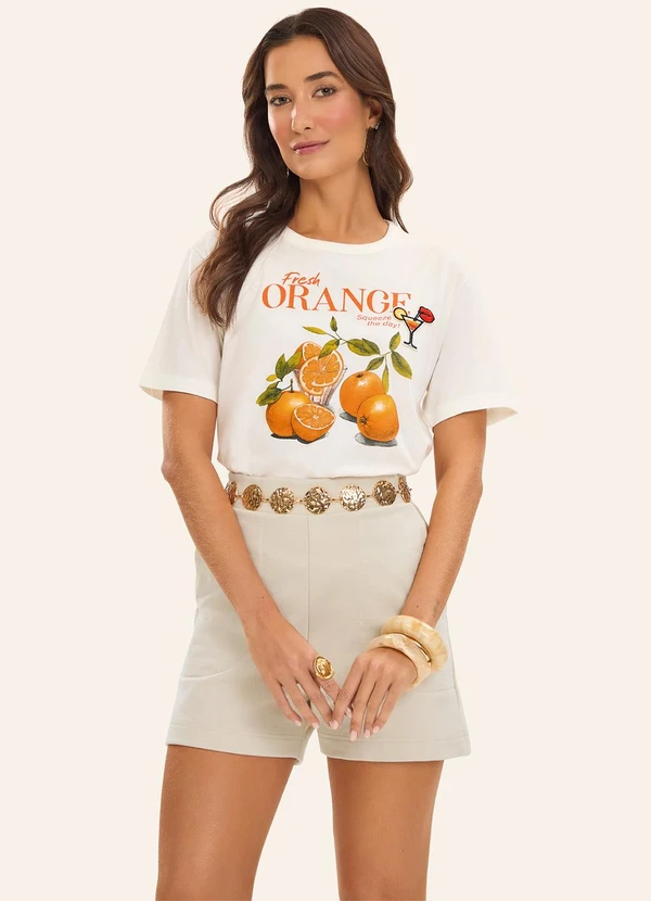 Rovitex - T- Shirt Meia Malha Feminina Bege 2