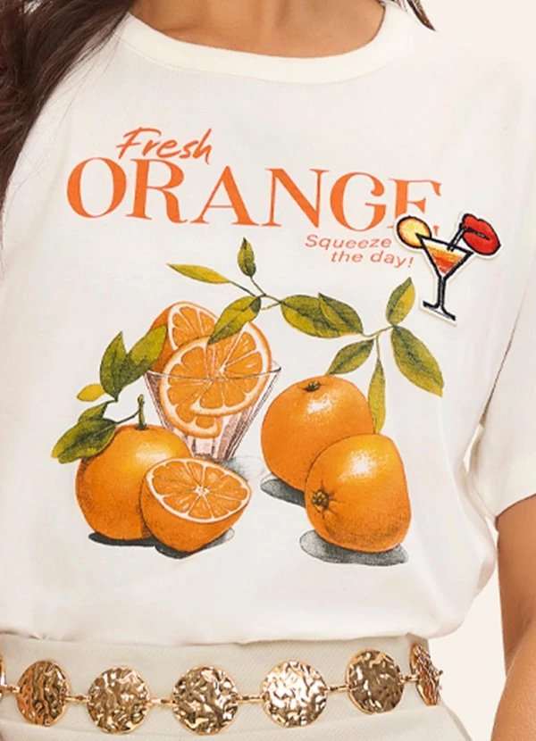 Rovitex - T- Shirt Meia Malha Feminina Bege 3