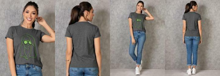 T-Shirt Mescla com Estampa Neon