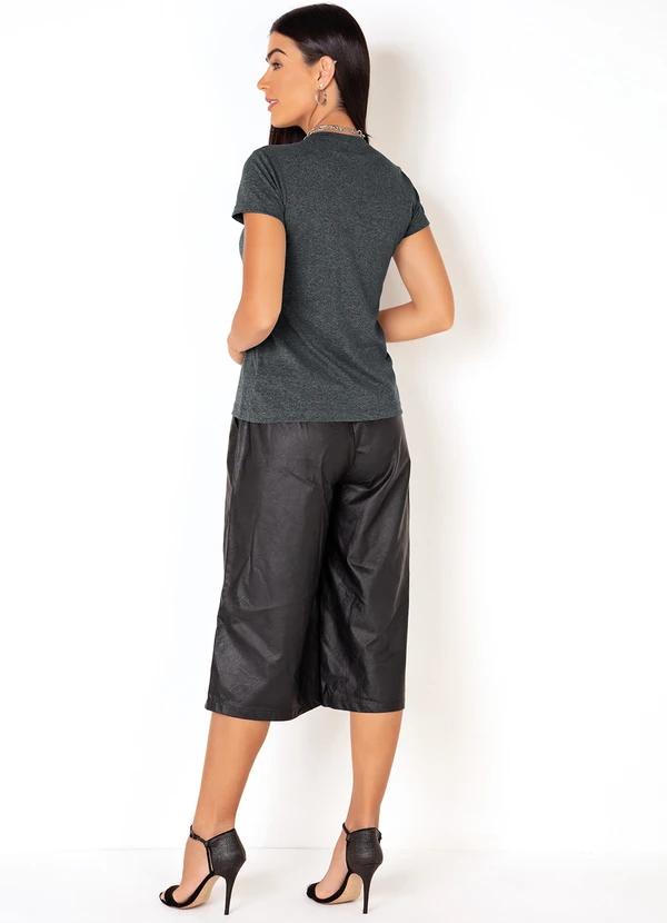 Moda Pop - T-Shirt Mescla com Mangas Curtas e Estampa Neon 4