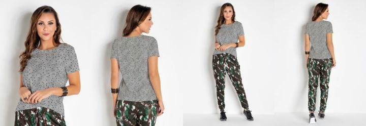 T-Shirt Mescla Po com Mangas Curtas