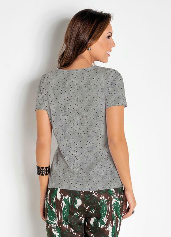 Moda Pop - T-Shirt Mescla Poá com Mangas Curtas 2