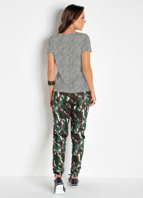 Moda Pop - T-Shirt Mescla Poá com Mangas Curtas 4