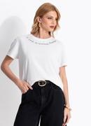T-Shirt Off White em Malha de Algod�o By Liana Ferraz