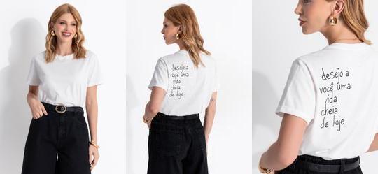 T-Shirt Off White em Malha de Algod�o By Liana Ferraz